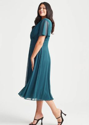 Victoria Teal Blue Angel Sleeve Mesh Midi Dress, Scarlett & Jo