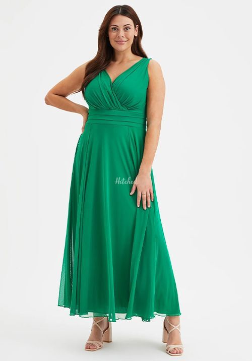 Nancy Marilyn Solid Green Mesh Maxi Dress, Scarlett & Jo