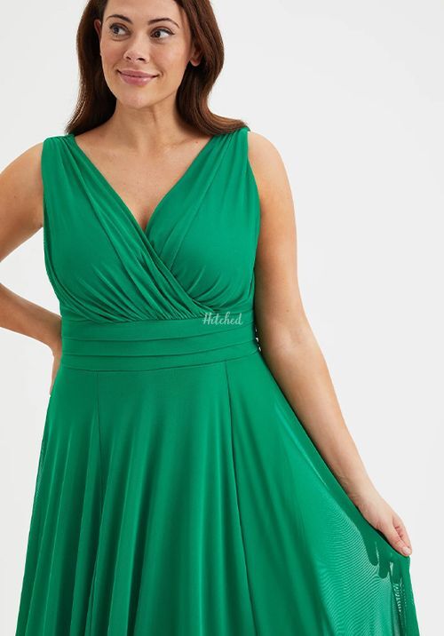 Nancy Marilyn Solid Green Mesh Maxi Dress, Scarlett & Jo