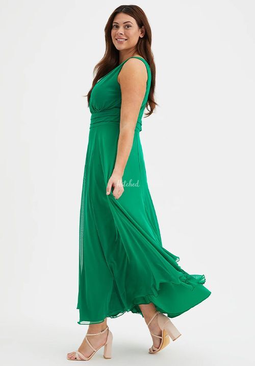 Nancy Marilyn Solid Green Mesh Maxi Dress, Scarlett & Jo
