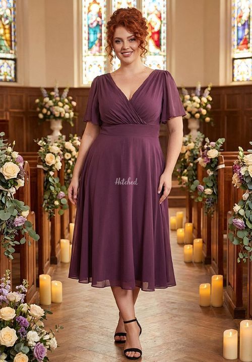 Victoria Solid Magenta Angel Sleeve Mesh Midi Dress, Scarlett & Jo