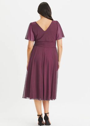 Victoria Solid Magenta Angel Sleeve Mesh Midi Dress, Scarlett & Jo