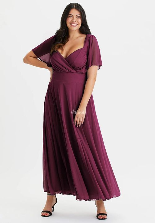 Kemi Wine Bolero Wrap Bodice Mesh Maxi Gown, Scarlett & Jo