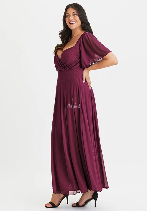 Kemi Wine Bolero Wrap Bodice Mesh Maxi Gown, Scarlett & Jo