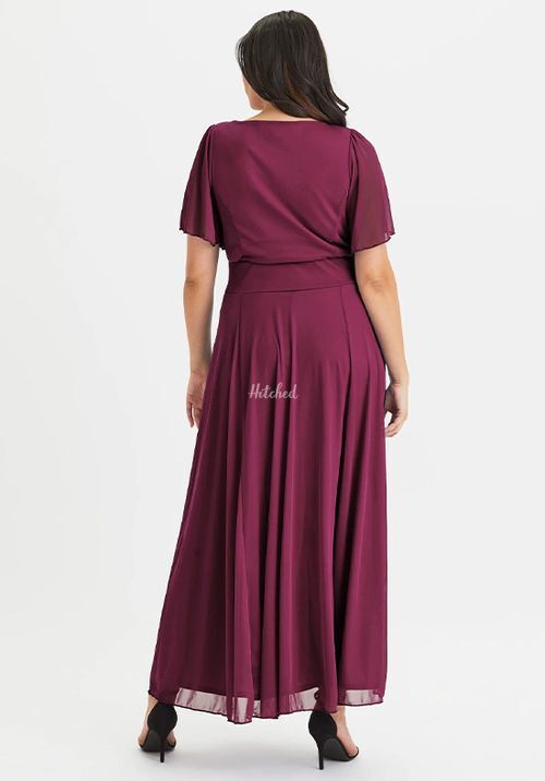 Kemi Wine Bolero Wrap Bodice Mesh Maxi Gown, Scarlett & Jo