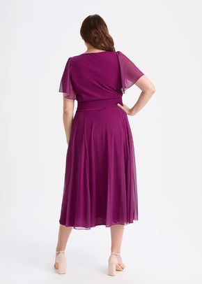 Liz Solid Mulberry Bolero Wrap Bodice Midi Dress, Scarlett & Jo