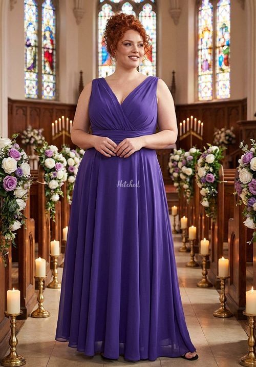 Nancy Marilyn Maxi Dress in Bold Purple Mesh, Scarlett & Jo