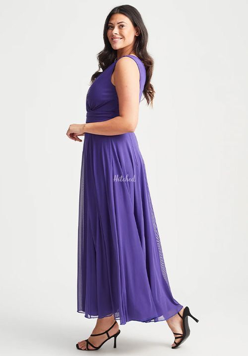 Nancy Marilyn Maxi Dress in Bold Purple Mesh, Scarlett & Jo