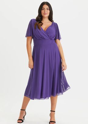 Victoria Purple Angel Sleeve Mesh Midi Dress, Scarlett & Jo