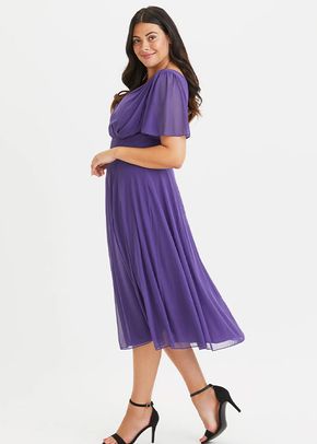 Victoria Purple Angel Sleeve Mesh Midi Dress, Scarlett & Jo