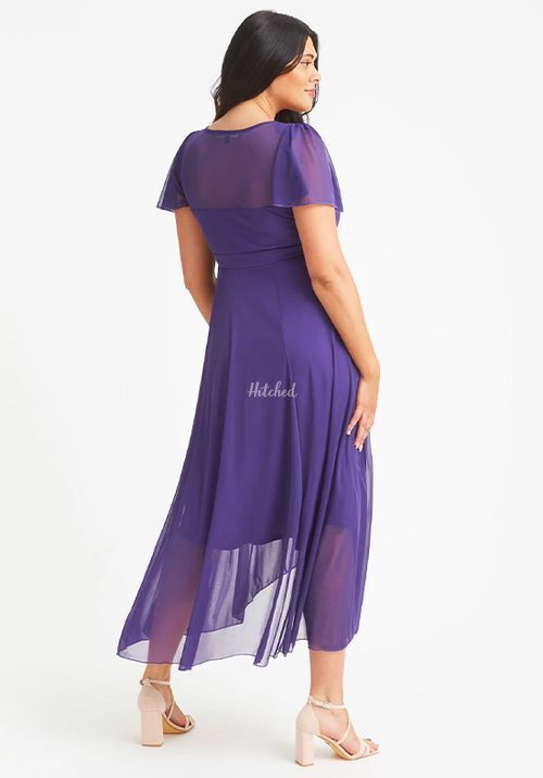Tilly Purple Angel Sleeve Sweetheart Dress, Scarlett & Jo