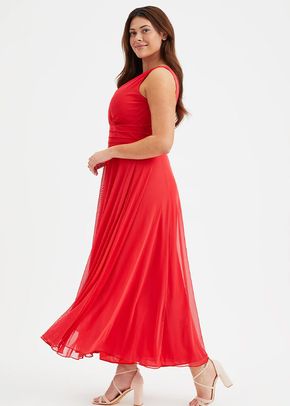 Nancy Marilyn Solid Scarlet Red Mesh Maxi Dress, Scarlett & Jo