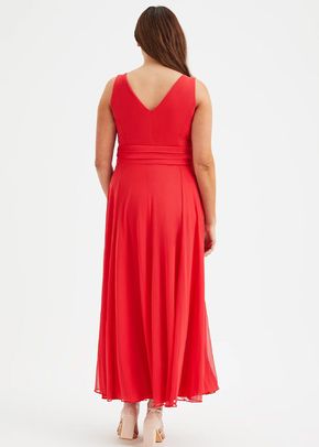 Nancy Marilyn Solid Scarlet Red Mesh Maxi Dress, Scarlett & Jo