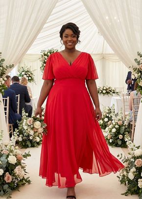 Isabelle Solid Red Float Sleeve Maxi Dress, Scarlett & Jo