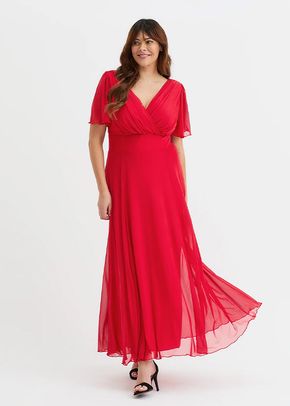 Isabelle Solid Red Float Sleeve Maxi Dress, Scarlett & Jo
