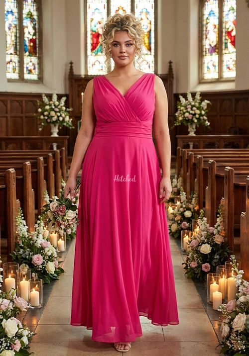 Nancy Marilyn Solid Cerise Mesh Maxi Dress, Scarlett & Jo