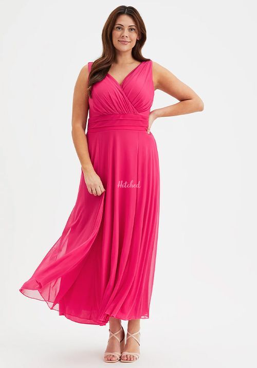 Nancy Marilyn Solid Cerise Mesh Maxi Dress, Scarlett & Jo