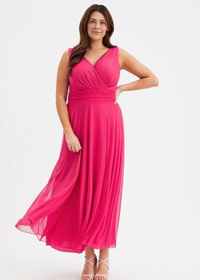 Nancy Marilyn Solid Cerise Mesh Maxi Dress, Scarlett & Jo