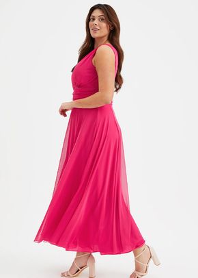 Nancy Marilyn Solid Cerise Mesh Maxi Dress, Scarlett & Jo