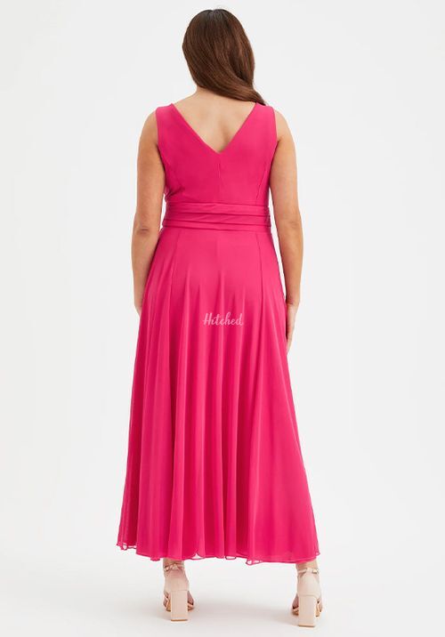 Nancy Marilyn Solid Cerise Mesh Maxi Dress, Scarlett & Jo