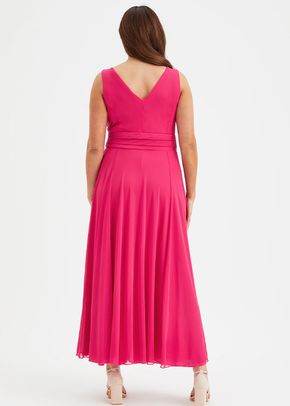 Nancy Marilyn Solid Cerise Mesh Maxi Dress, Scarlett & Jo