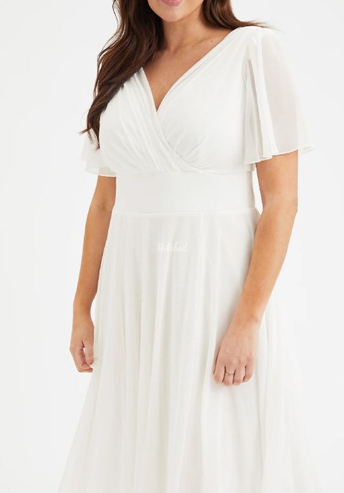 Victoria Solid Ivory Angel Sleeve Mesh Midi Dress, Scarlett & Jo