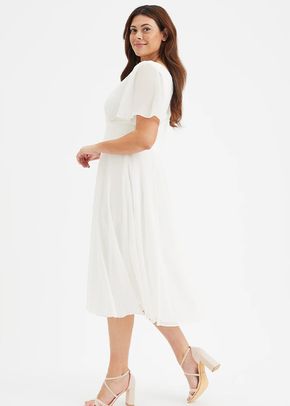 Victoria Solid Ivory Angel Sleeve Mesh Midi Dress, Scarlett & Jo