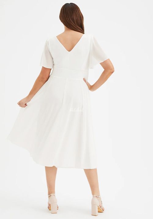 Victoria Solid Ivory Angel Sleeve Mesh Midi Dress, Scarlett & Jo