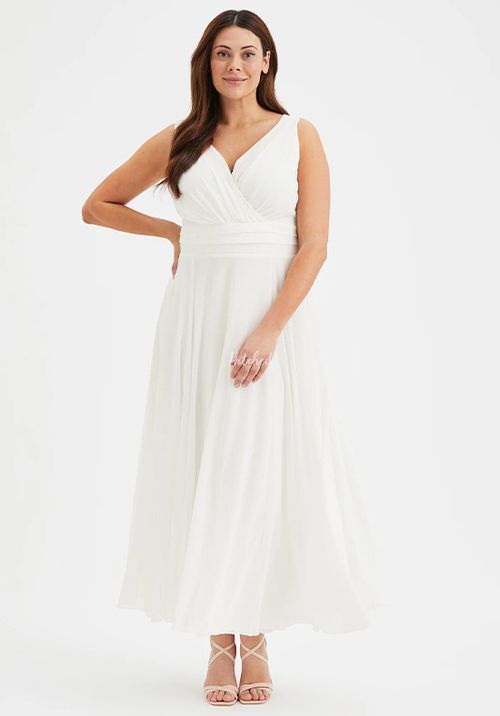 Nancy Marilyn Solid Ivory Mesh Maxi Dress, Scarlett & Jo