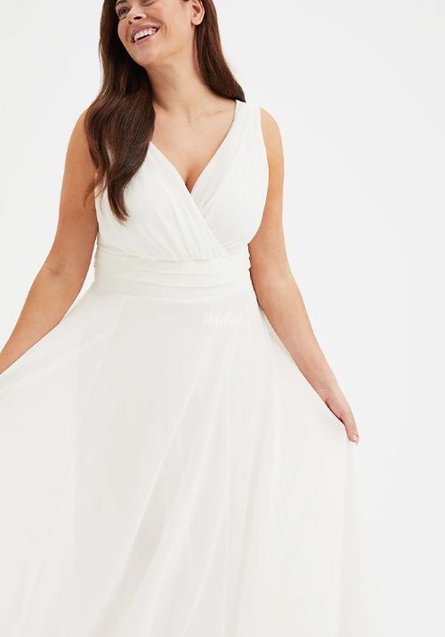 Nancy Marilyn Solid Ivory Mesh Maxi Dress, Scarlett & Jo