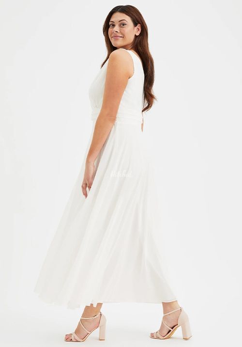 Nancy Marilyn Solid Ivory Mesh Maxi Dress, Scarlett & Jo