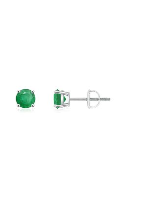 Round Emerald Stud Earrings, Angara