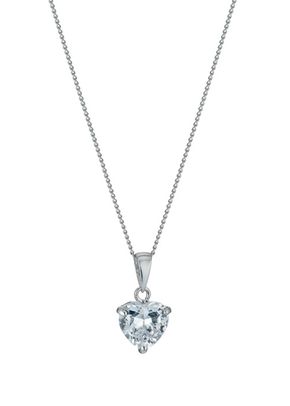 9ct White Gold 18 inches Cubic Zirconia Heart Pendant, 1305
