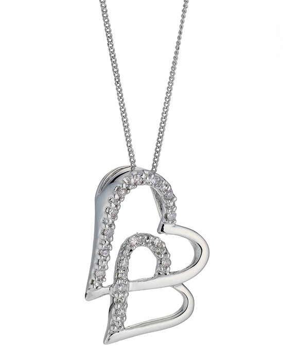 Variety Gem Co., Inc. - 0.18 ct. 14K white gold double heart shape pendant