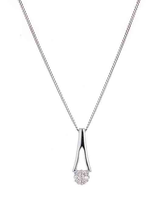 SILVER NECKLACE WITH DIAMOND PENDANT AND MATCHING EARRINGS PRESTON STORE |  Cash Generator
