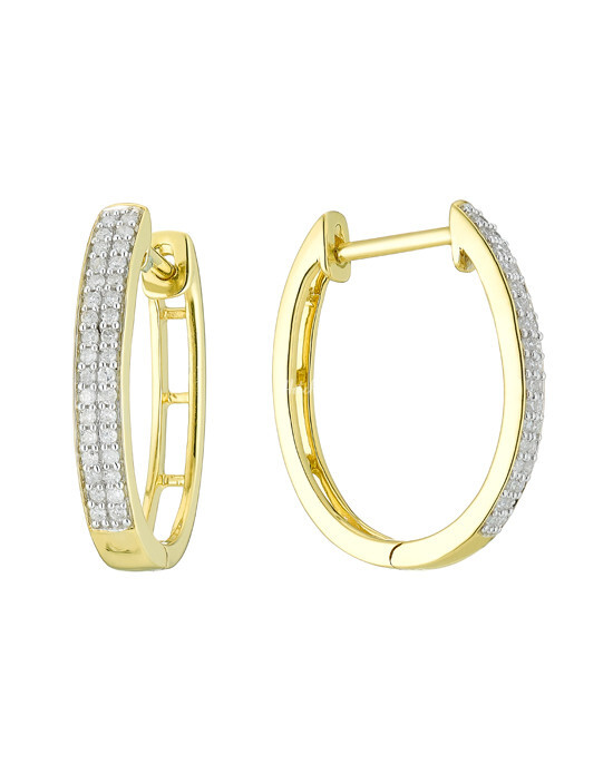 9ct Yellow Gold 0.20ct Diamond Hoop Earrings Bridal Headwear and ...