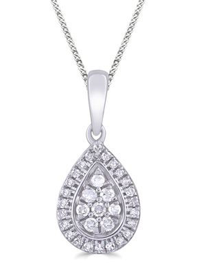 Silver 0.10ct Diamond Pear Pendant, 1305