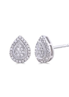 Silver 0.10ct Diamond Pear Stud Earrings, 1305