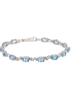 Sterling Silver Blue Topaz & Diamond Twist Bracelet, 1305