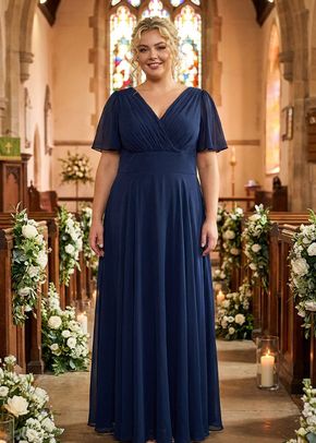 Isabelle Navy Float Sleeve Maxi Dress, 1361