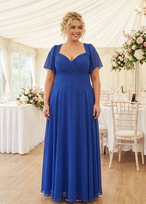 Kemi Bright Blue Bolero Wrap Bodice Maxi Gown, 1361