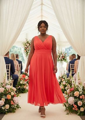 Nancy Marilyn Solid Scarlet Red Mesh Maxi Dress, 1361