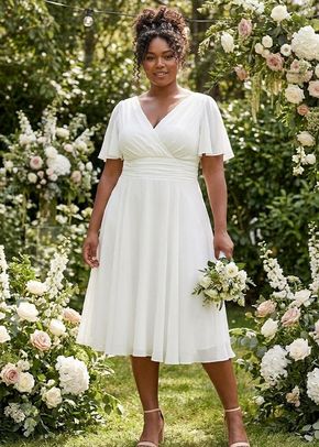 Victoria Solid Ivory Angel Sleeve Mesh Midi Dress, 1361