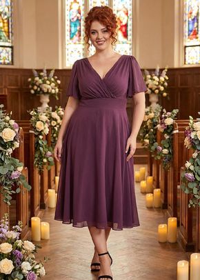 Victoria Solid Magenta Angel Sleeve Mesh Midi Dress, Scarlett & Jo