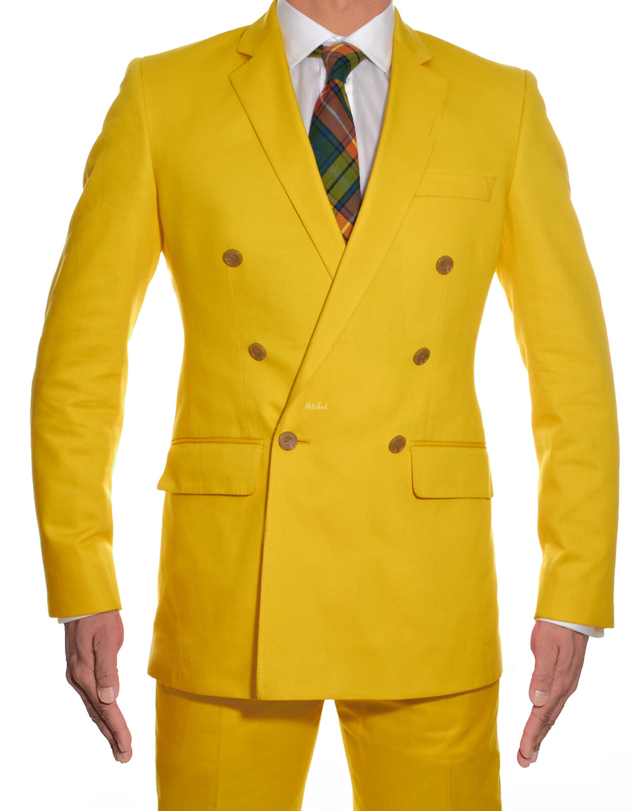 Yellow Cotton Double Breasted Mens Wedding Suit from Adam Waite ...