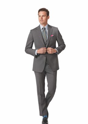 Light grey slim fit herringbone business suit, 1129