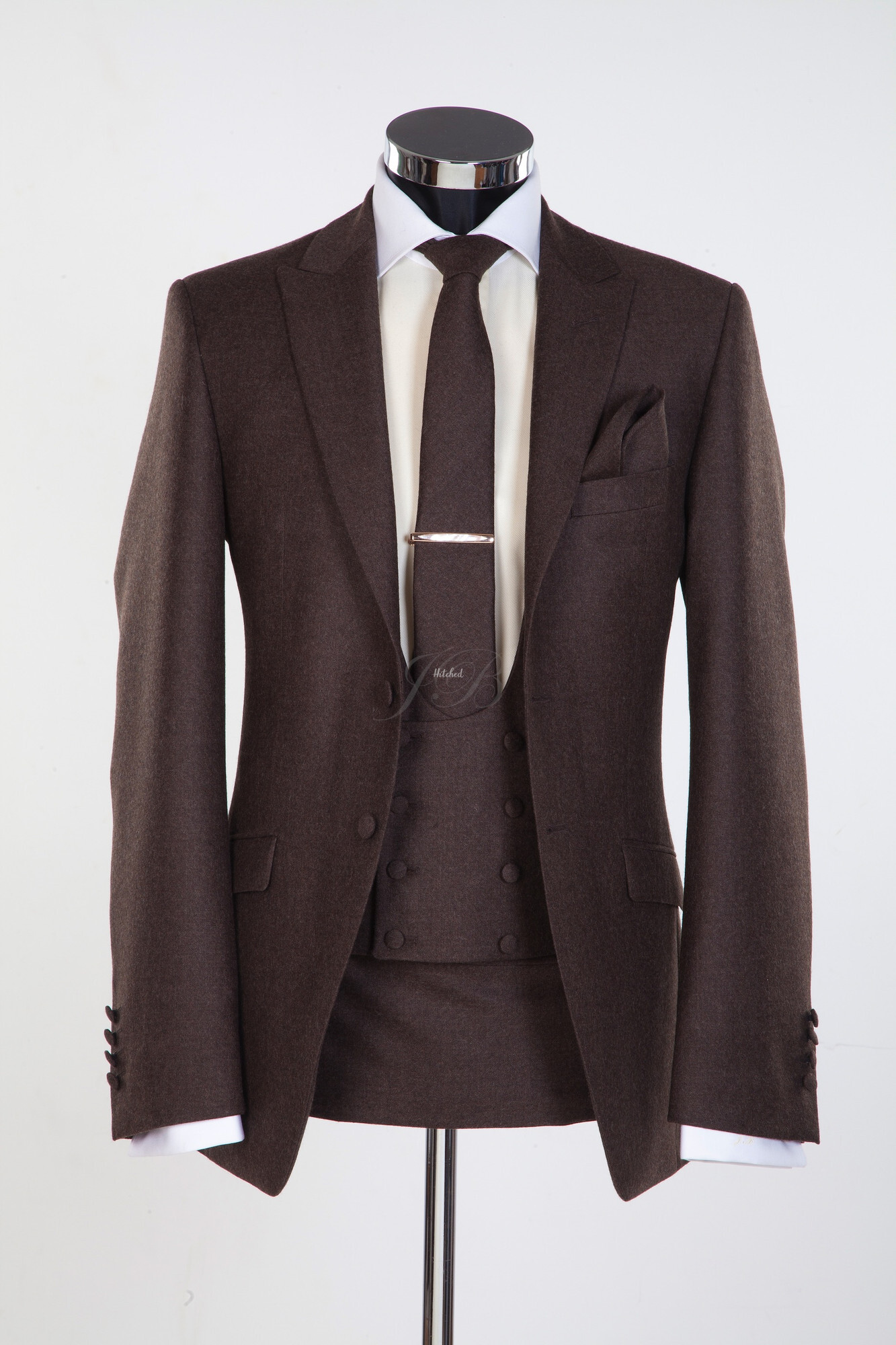 Newbury - Flannel Wool Slim Fitting Wedding Suit in Brown 2 Mens