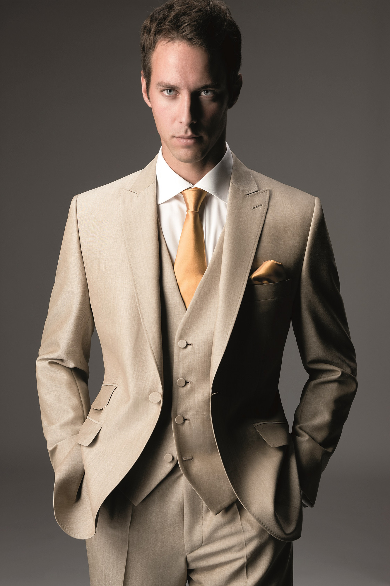 Beige Mohair Mens Wedding Suit from K.M. Lowry - hitched.co.uk