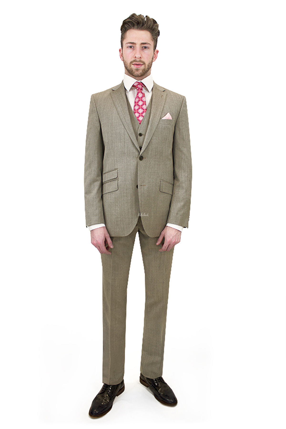 Randolph 3 Piece Cafe Beige Mens Wedding Suit from Without