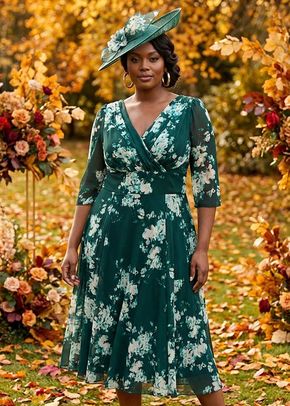 Helena Green Ivory Midi Dress, 1361